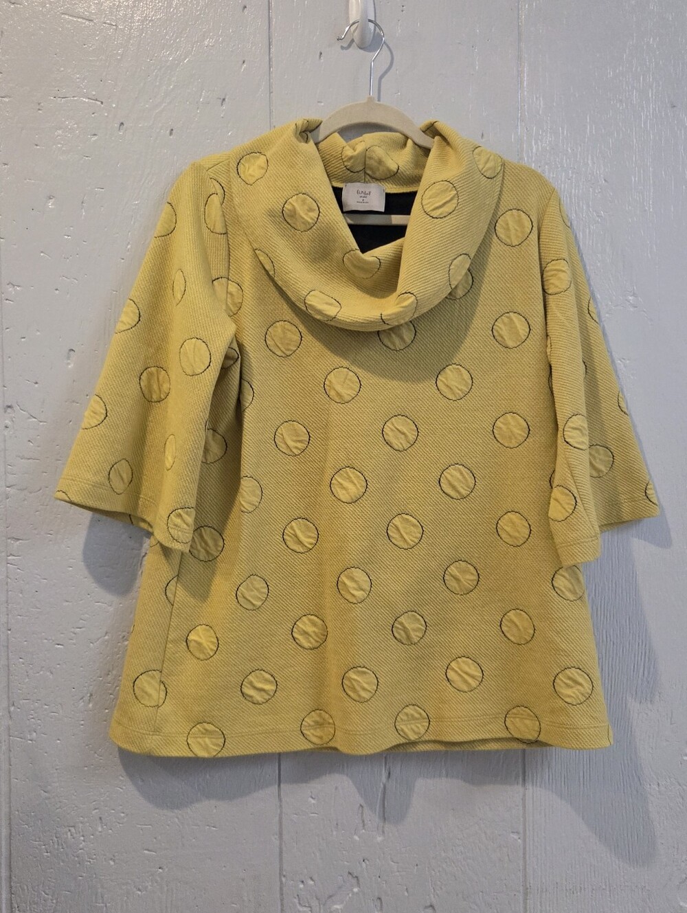 Chalet Et Ceci Yellow Dot Cowl Neck Top